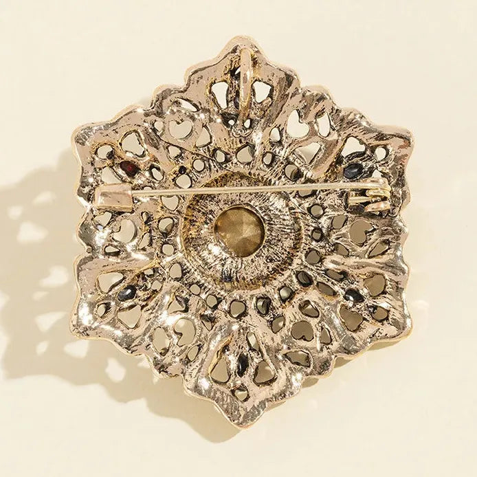 Vintage Style Rhinestone Flower Brooch Corsage Pin for Jackets & Scarves