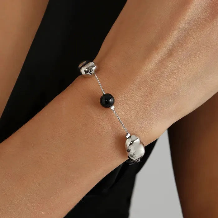 Zinc Alloy Irregular Bean Bead Necklace Bracelet Earrings Set for Women