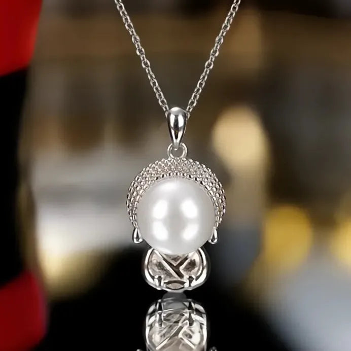 Copper Alloy Buddha Pendant Necklace for Women with Pearl Fashion Jewelry