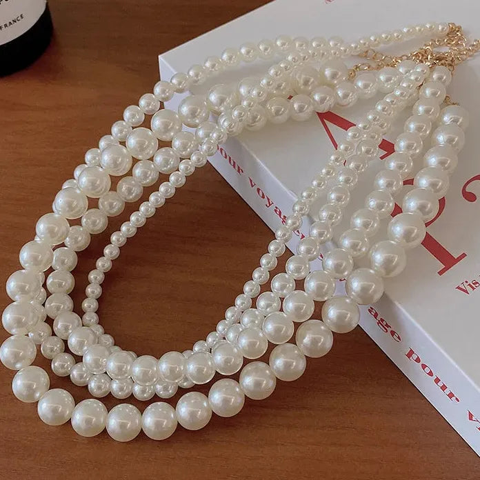 Men's Trendy White Imitation Pearl Beaded Short Choker Necklace 2026