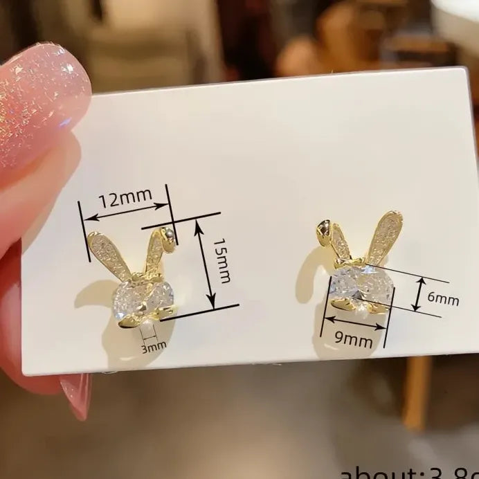 Sweet Rabbit Geometric Bowknot Stud Earrings for Women Wedding Party