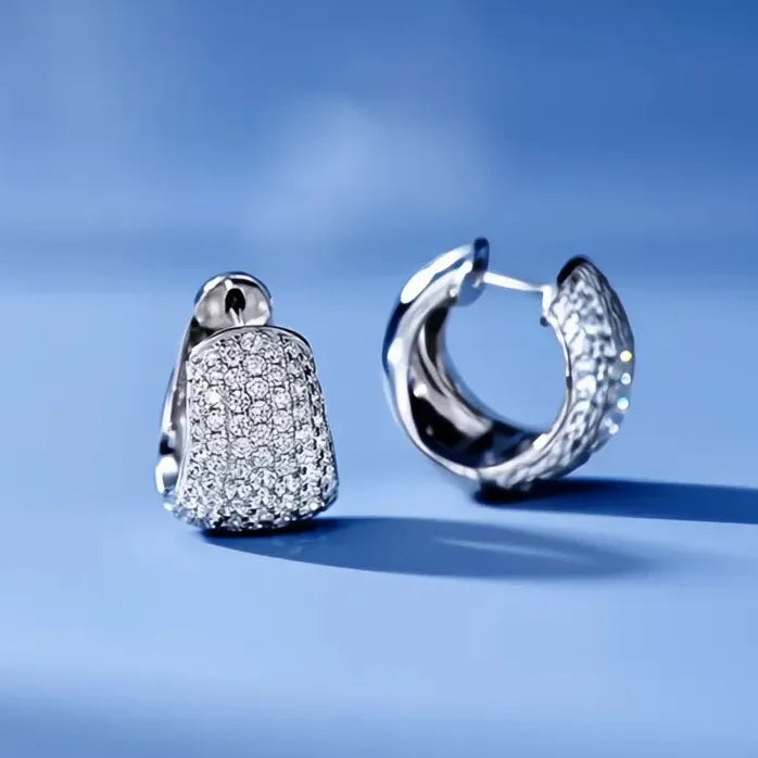 Dainty Small Copper Alloy Hoop Earrings with Pave CZ Stones for Women