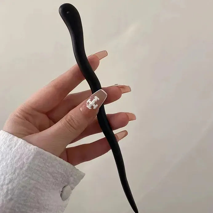 Wooden Chinese Style Flower Tassel Hair Stick with Pearl Pendant Hairpin