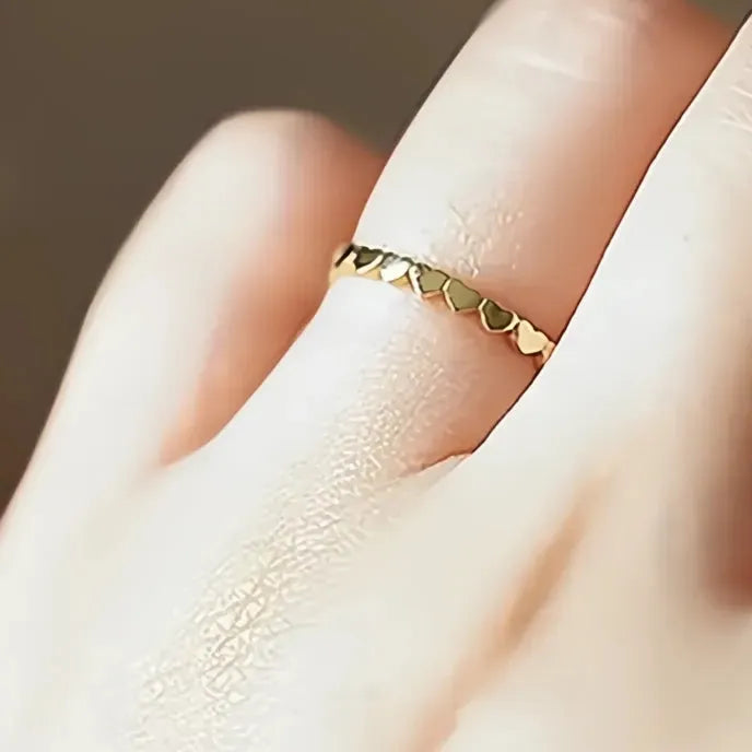 Minimalist Heart Ring for Women Brass Metal Silver Gold Love Jewelry Stylish