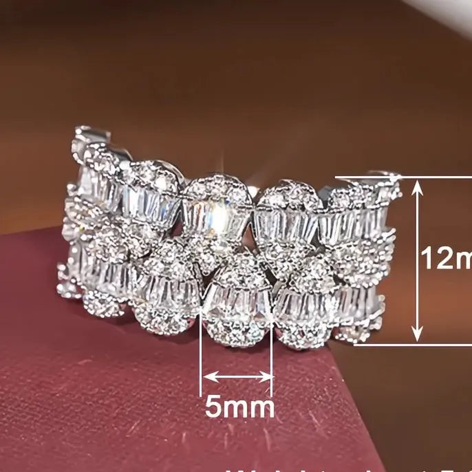 Women’s Geometric Brass Ring with Sparkling Cubic Zirconia Jewelry