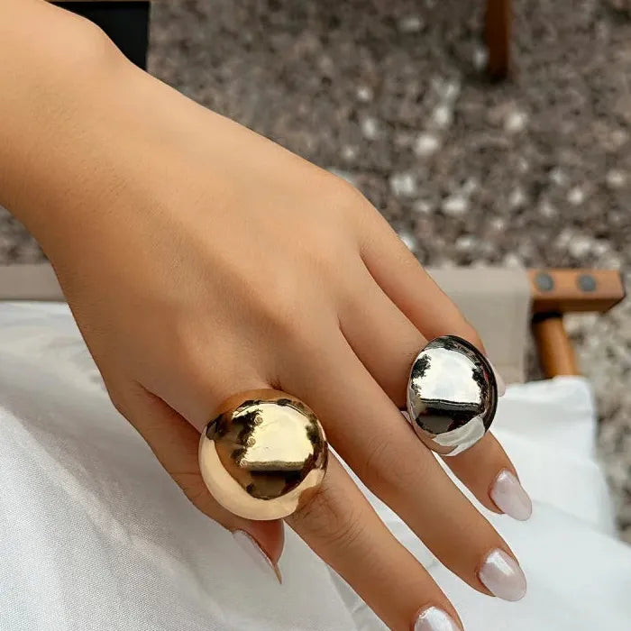 Geometric Oval Adjustable Unisex Fashion Ring Symbolizing Balance and Harmony