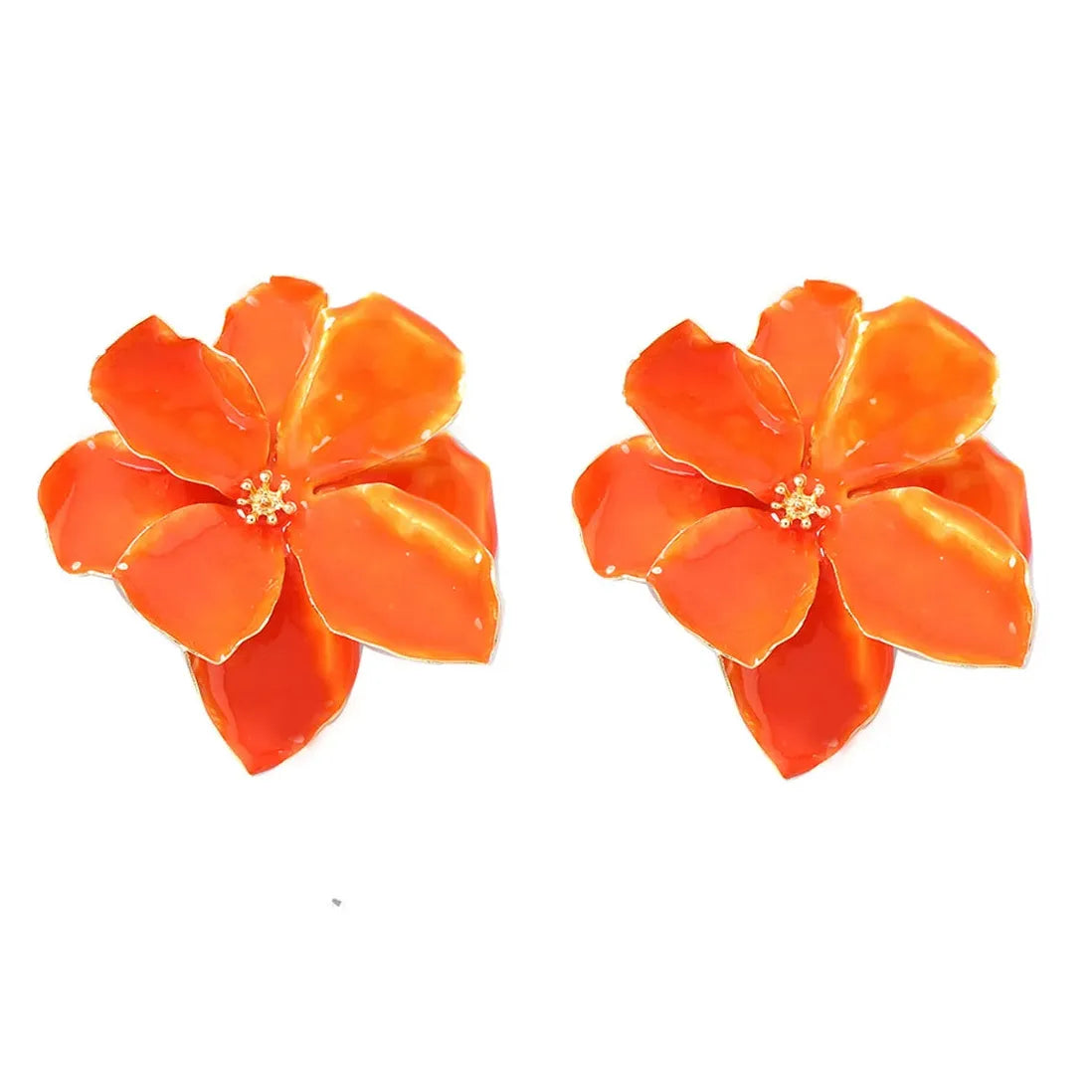 Vintage Plant Petal Drop Earrings for Women Colorful Fashion Jewelry