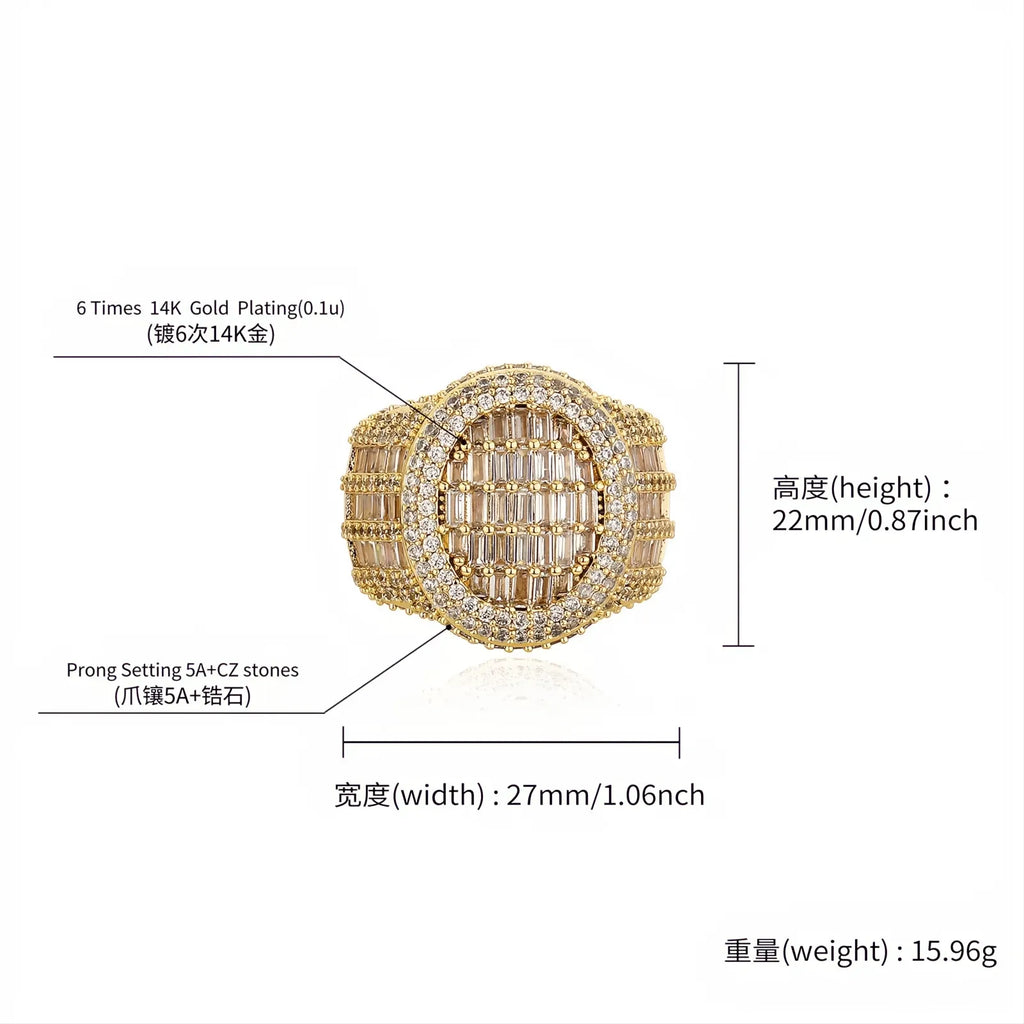 Oval Iced Out Zircon Ring – Gold Silver Color Hip Hop Micro Pave Ring Unisex