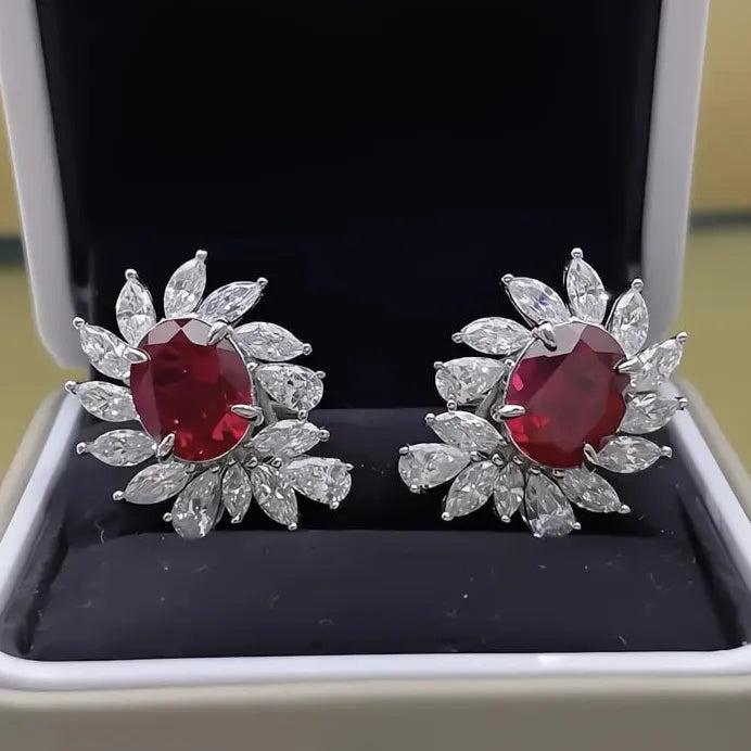 Silver Oval Cubic Zirconia Bridal Earrings Sparkling Wedding Jewelry