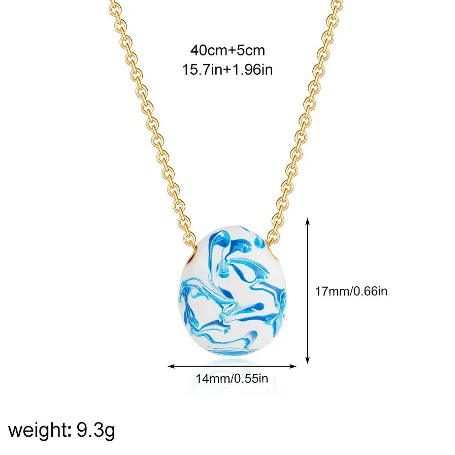 Oval Natural Tiger Eye Pendant Waterdrop Abalone Shell Necklace Stainless Steel Zircon Choker