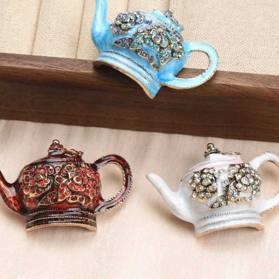 Luxury Beauty Teapot Brooch Pin Classic Style Gift for Women Men