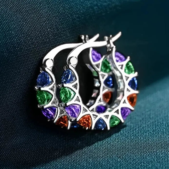Women’s Geometric Hoop Earrings with Cubic Zirconia for Daily & Wedding