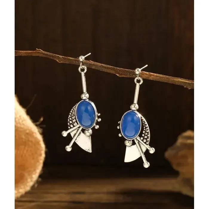 Vintage Bohemian Sapphire Drop Earrings for Women Zinc Alloy Jewelry