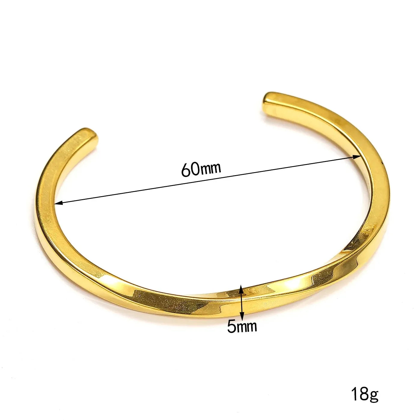 Minimalist Polished Twisted Stainless Steel Bangle Bracelet Women’s Punk Jewelry