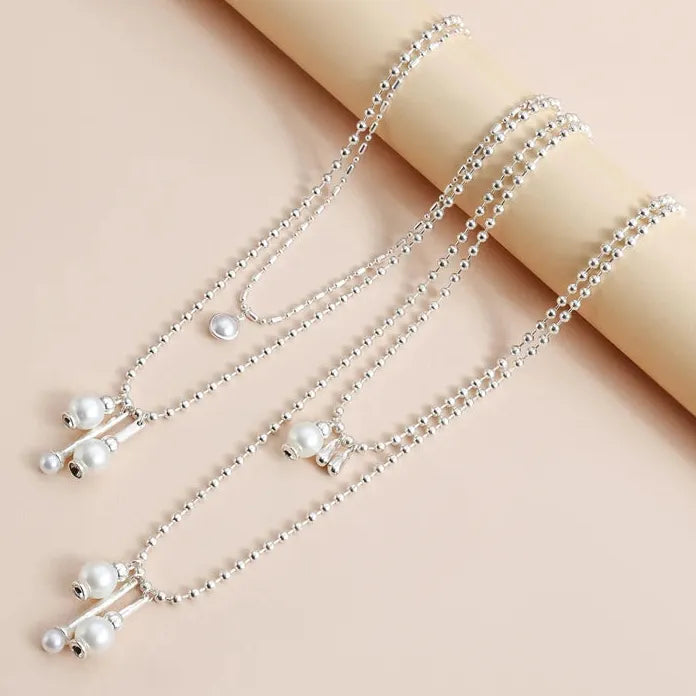 Adjustable Luxury Pearl Geometric Pendant Necklace for Women Gift