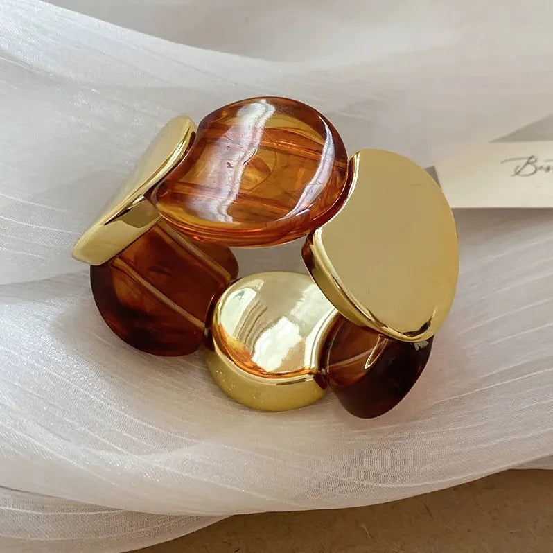 Round Spliced Acrylic Elastic Rope Bracelet for Women Trendy Jewelry
