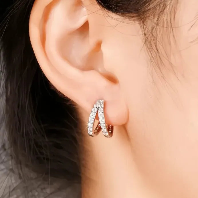 Geometric Hoop Earrings for Women with Sparkling Cubic Zirconia Jewelry