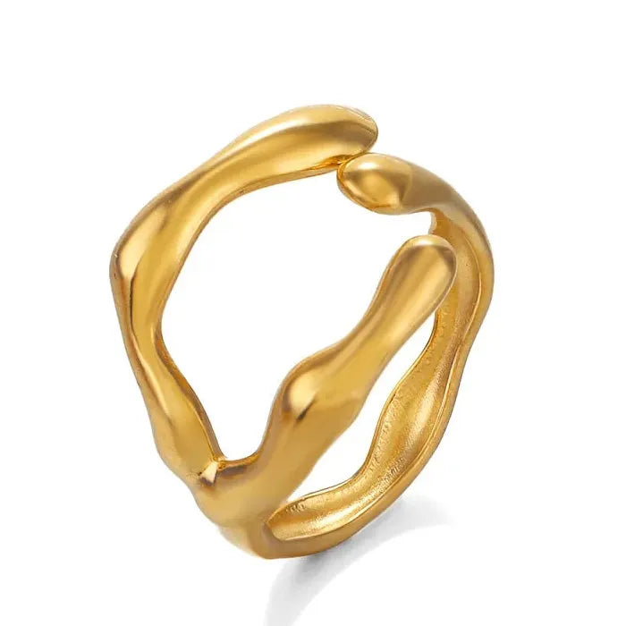 Minimalist Stainless Steel Geometric Open Ring for Women Gold Tone Gift Jewelry