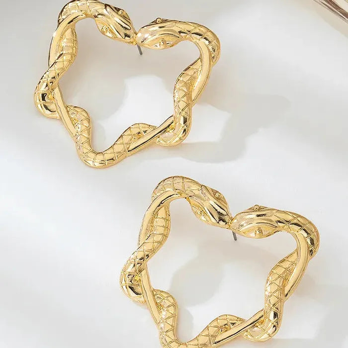 Heart Snake Stud Earrings for Women Zinc Alloy Punk Jewelry Gift 2025