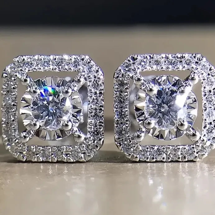 Elegant Women’s Geometric Cubic Zirconia Stud Earrings for Wedding Party