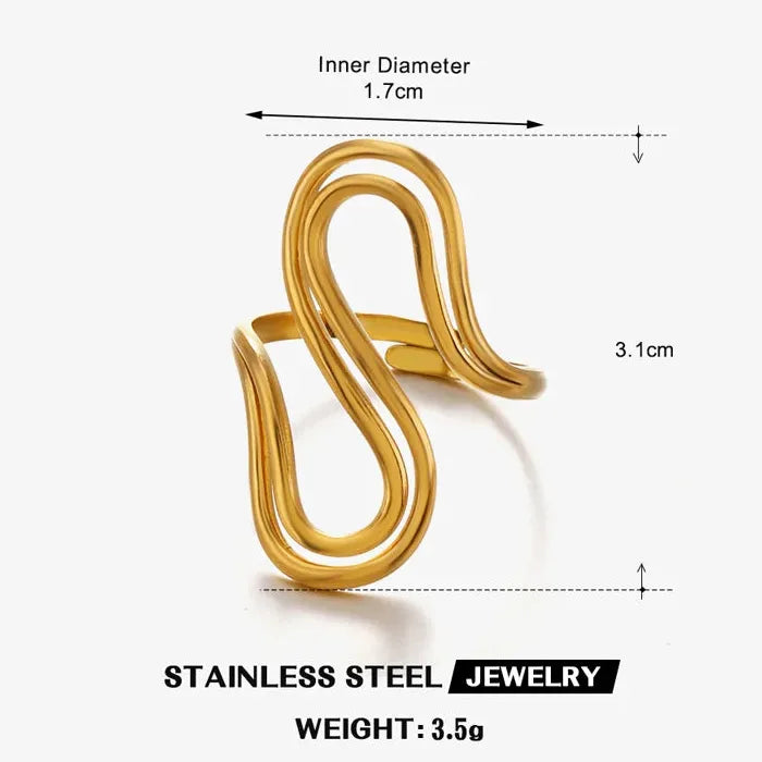 Adjustable Stainless Steel S Letter Ring Women Double-Layer Vintage Punk Jewelry