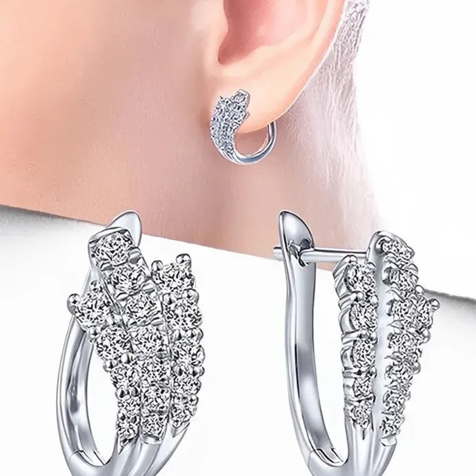 U Shape Geometric Hoop Earrings Cubic Zirconia Copper Alloy Wedding Gift