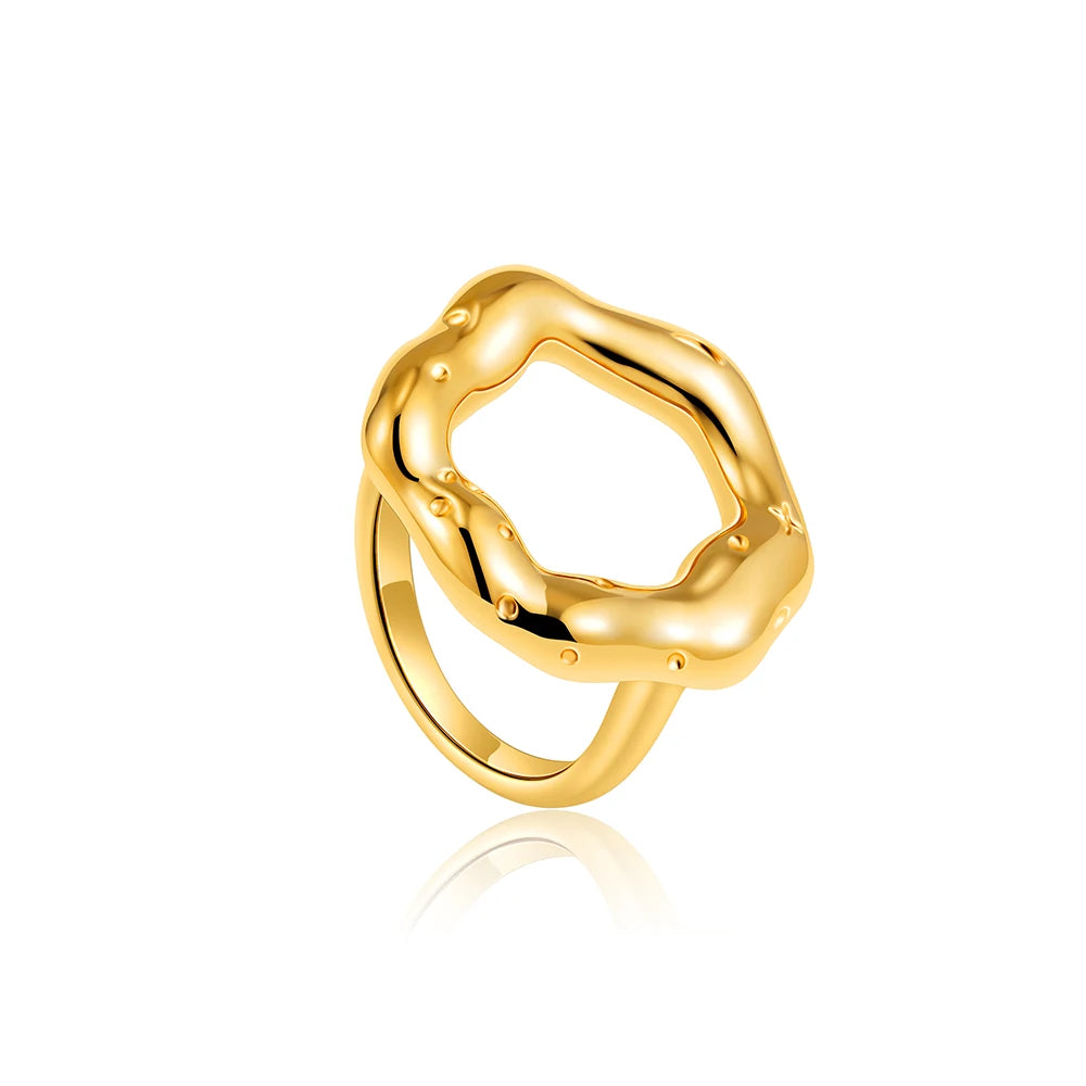 Gold Plated Vintage Flower Petal Hollow Ring Women Zircon Knot Bow Wedding Jewelry