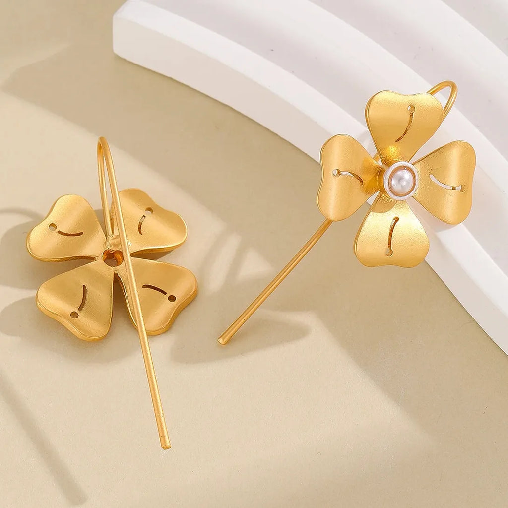 Gold and Silver Petal Drop Earrings for Women Zinc Alloy Bohemian Jewelry