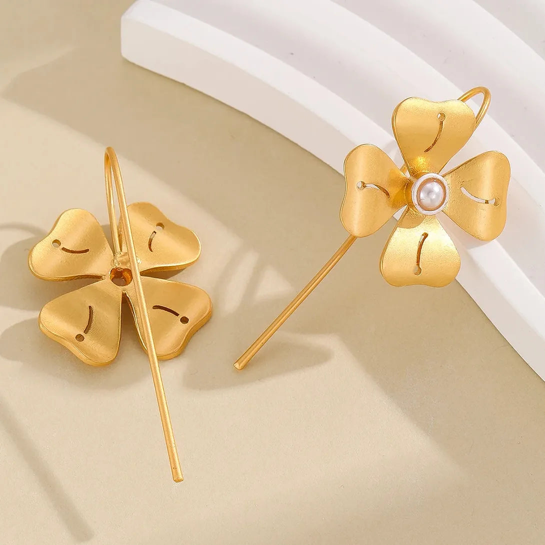 Gold and Silver Petal Drop Earrings for Women Zinc Alloy Bohemian Jewelry