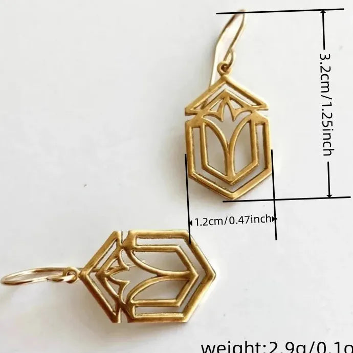 Fashionable Hollow Geometric Pendant Earrings Zinc Alloy for Women