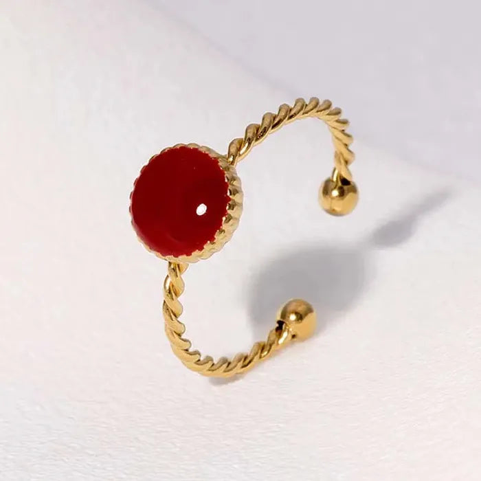 Adjustable Vintage Red Drip Oil Heart Ring for Women Stainless Steel 2025 Jewelry