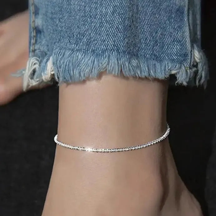 Elegant Silver Zinc Alloy Geometric Anklet for Women Beach Jewelry