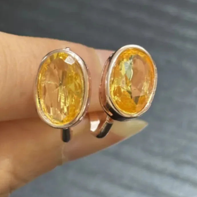 Yellow Cubic Zirconia Drop Earrings Rose Gold Zinc Alloy Wedding Jewelry