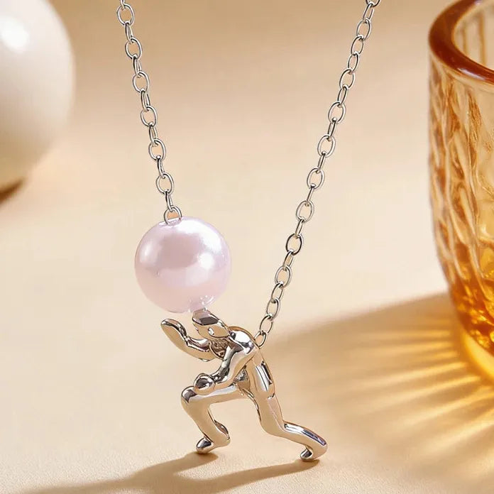Adjustable Vintage Pearl Pendant Necklace for Women Zinc Alloy Jewelry Gift