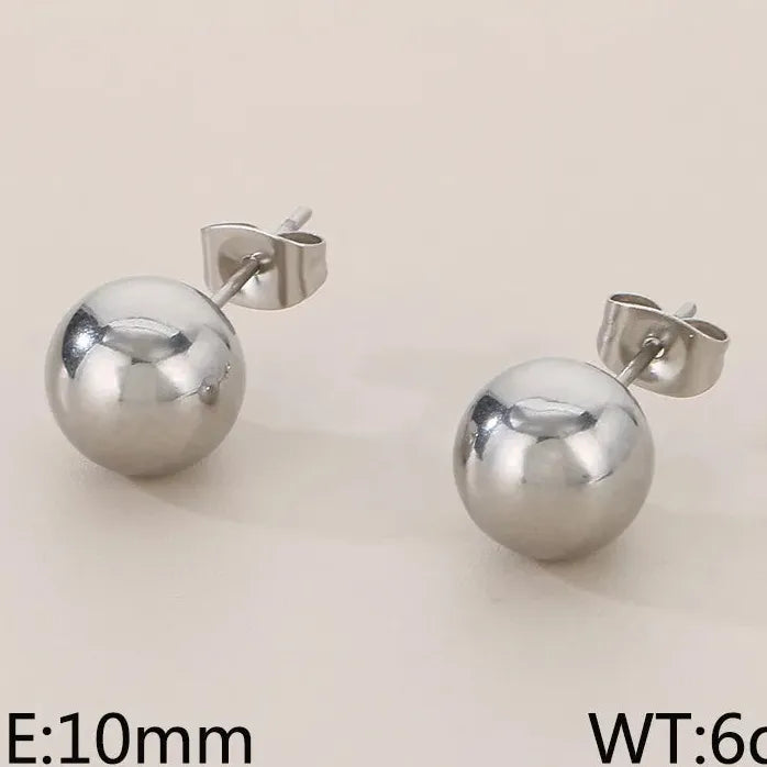 Gold Stainless Steel Hollow Ball Stud Earrings for Women Wedding Jewelry