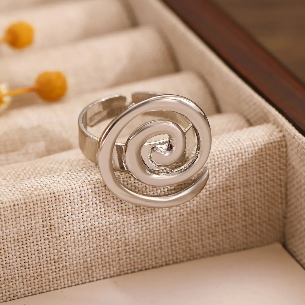 Minimalist Geometric Vortex Ring for Women Stainless Steel 18K Waterproof Jewelry