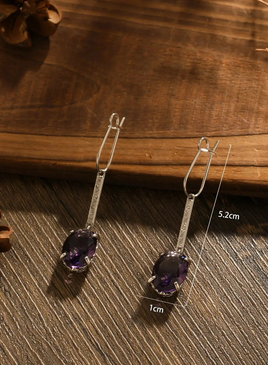 Purple Zirconia Geometry Drop Earrings Women Girls Metal Party Jewelry INS Style