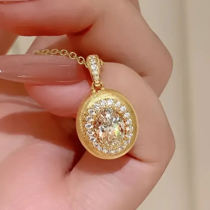 Luxury Women’s Geometric Copper Pendant Necklace with Cubic Zirconia Jewelry