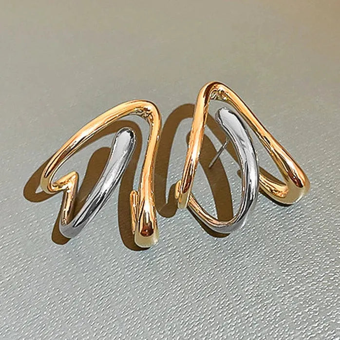 Two Tone Arrow Shape Brass Stud Earrings Y2K Women Jewelry