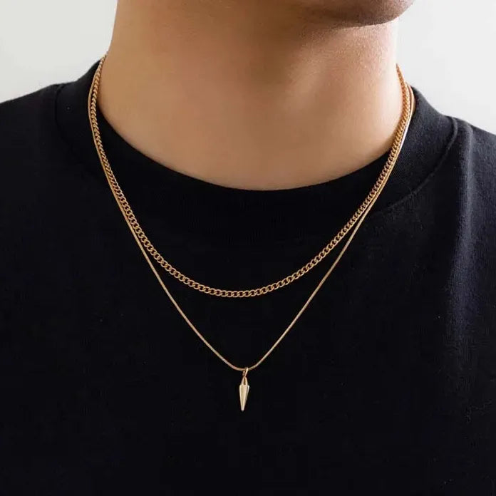 Punk Black Beads Rivet Choker Necklace Men Women Spike Tassel Y2K Jewelry