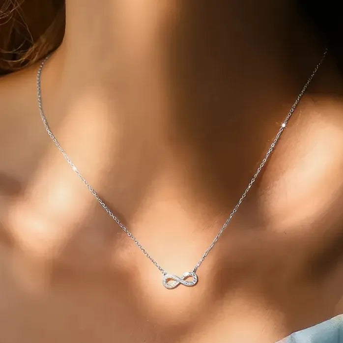 Infinity Pendant Necklace Cubic Zirconia Brass Alloy Wedding Jewelry