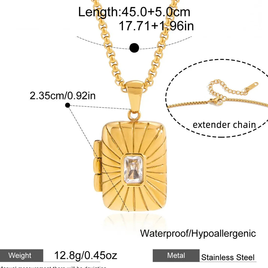 Vintage Openable Photo Frame Locket Pendant Necklace for Women 18K Gold Plated Stainless Steel Jewelry Gift