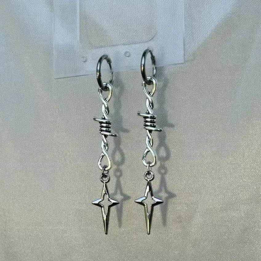 Y2K Gothic Star Cross Hoop Earrings Punk Hip Hop Fashion Jewelry