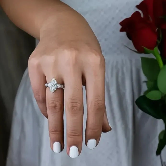 Geometric Marquise Cubic Zirconia Women's Engagement Wedding Eternity Ring