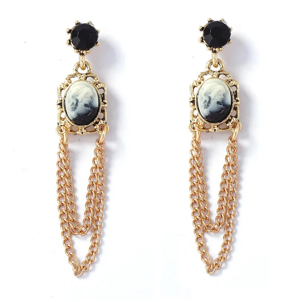 Vintage Geometric Oval Round Drop Tassel Chain Earrings for Women Stylish