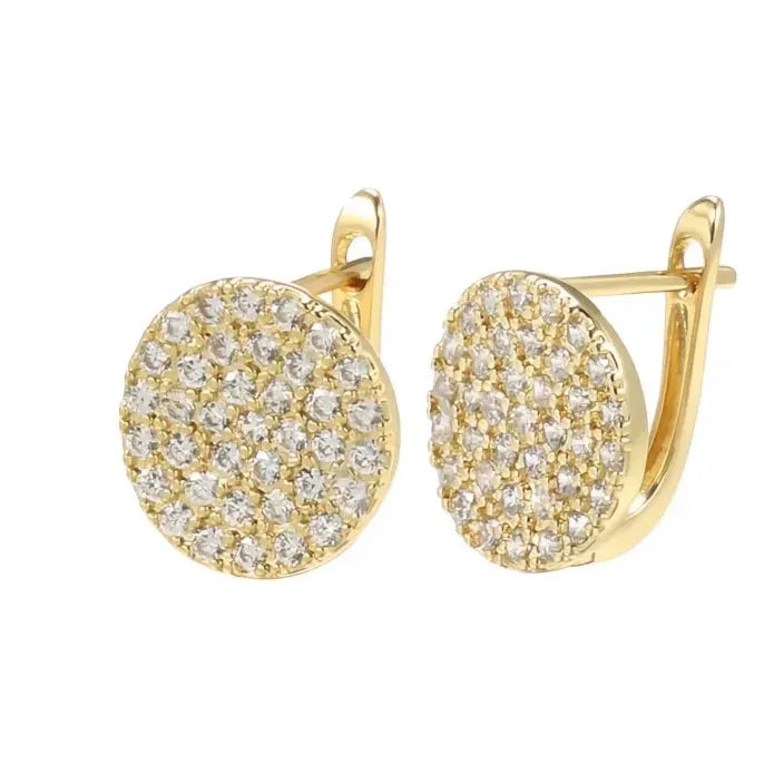 Copper Alloy Round Disc Hoop Earrings with Cubic Zirconia for Women