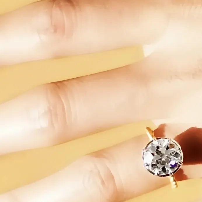Two Tone Round Cubic Zirconia Solitaire Bridal Wedding Ring for Women
