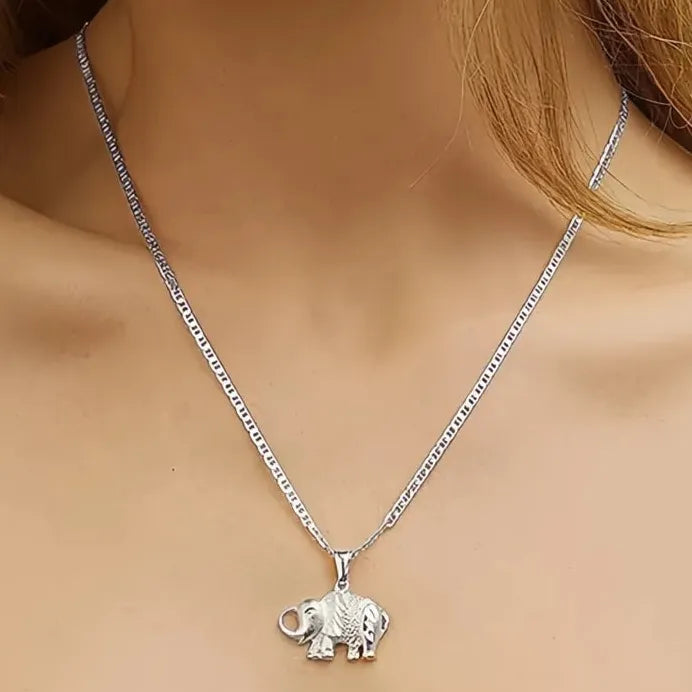 Elephant Pendant Necklace for Women Copper Alloy Animal Jewelry Accessory