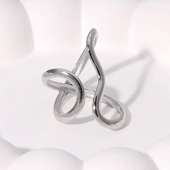 2024 Trendy Stainless Steel Irregular Opening Geometric Ring for Women