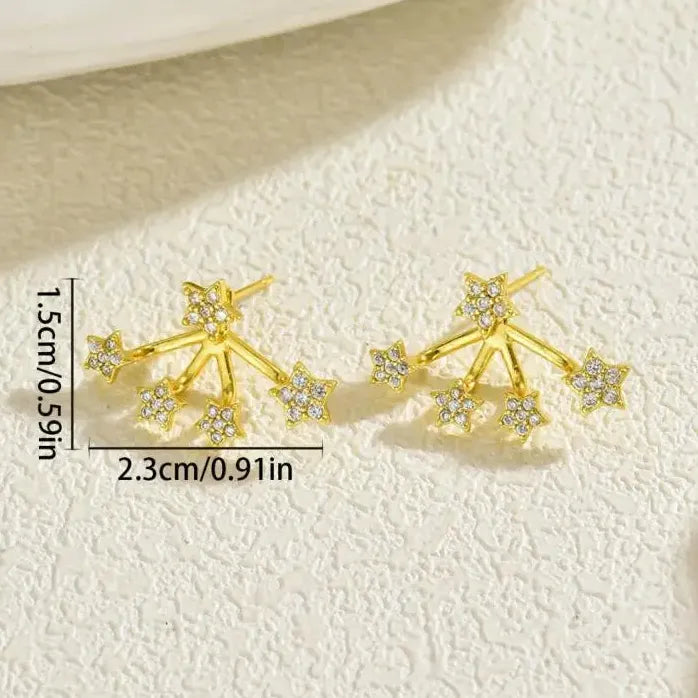 Star Stud Earrings Women Girls Vintage Geometric Pentagram Jewelry Gift